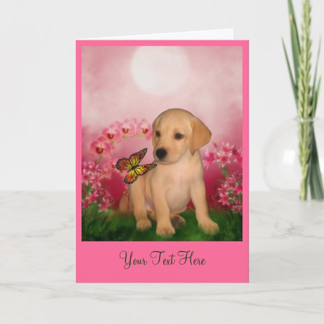 Yellow Lab Puppy Dog Art Photo Card (Front)