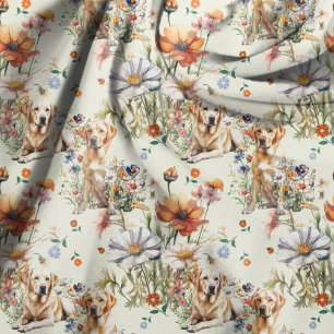 Yellow Lab Repeating Pattern  Fabric