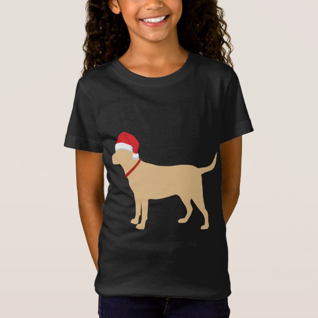 Yellow Lab Santa Hat Cute Labrador Christmas T-Shirt (Front)