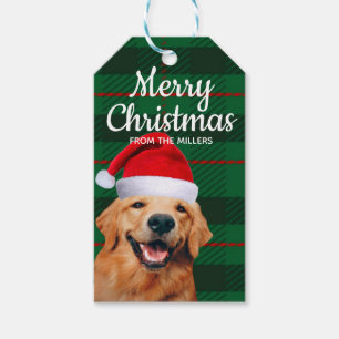 Yellow Lab Santa with Green Plaid Cute Christmas  Gift Tags