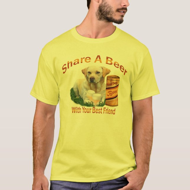 Yellow Lab Shares A Beer T-shirt (Front)