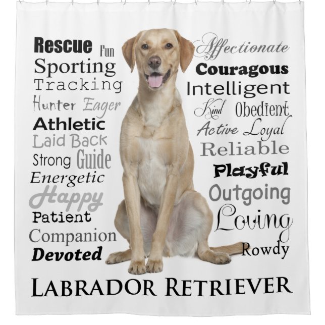 Yellow Lab Traits Shower Curtain (Front)