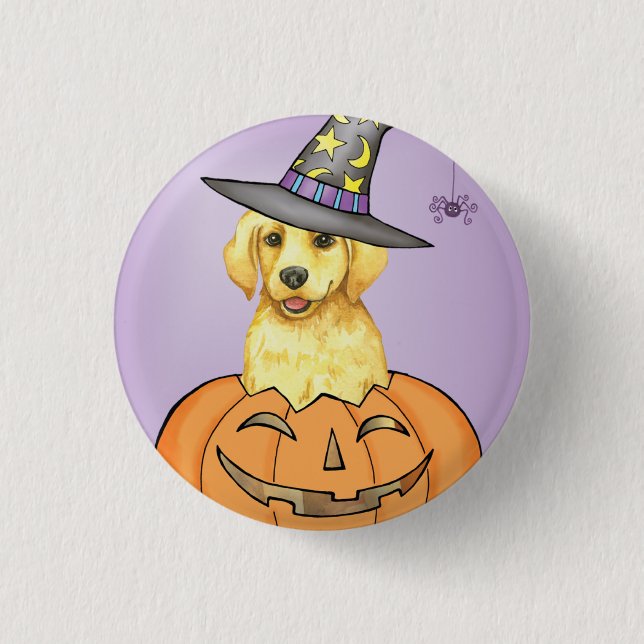 Yellow Lab Witch 3 Cm Round Badge (Front)