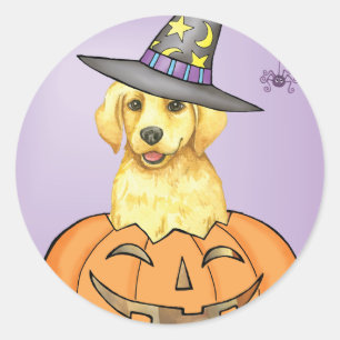 Yellow Lab Witch Classic Round Sticker
