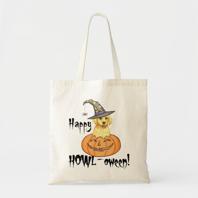 Yellow Lab Witch Tote Bag (Front)