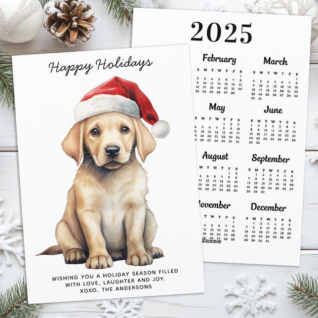 Yellow Labrador 2025 Calendar Dog Lover Christmas  Holiday Card (Creator Uploaded)