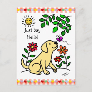 Yellow Labrador and Green Postcard