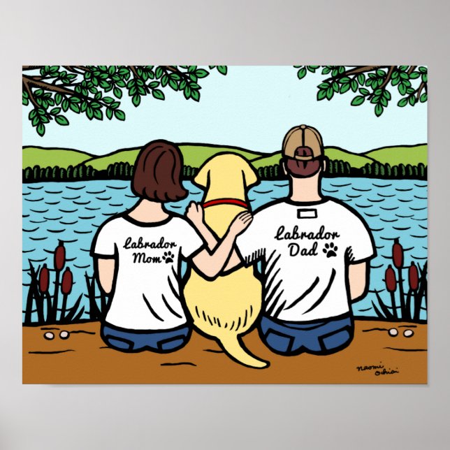 Yellow Labrador and Mum and Dad Poster (Front)