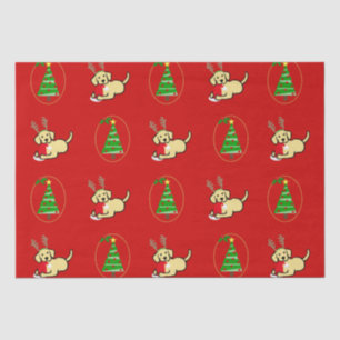 Yellow Labrador and Santa Christmas Cartoon Tissue Paper