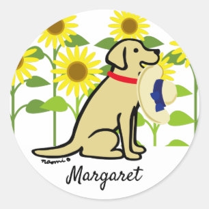 Yellow Labrador and Sunflowers Summer Classic Round Sticker