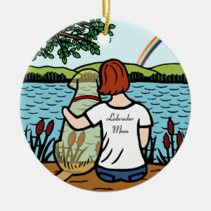 Yellow Labrador Angel and Mum 2 Ceramic Tree Decoration