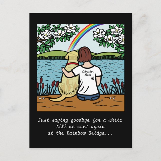 Yellow Labrador Angel and Mum Brown Postcard (Front)