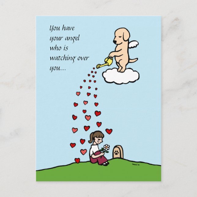 Yellow Labrador Angel with Love 2 Postcard (Front)