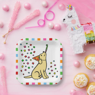 Yellow Labrador Birthday Party Confetti Paper Plate