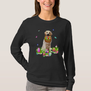 Yellow Labrador Bunny Dog With Easter Eggs Basket T-Shirt