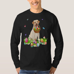 Yellow Labrador Bunny Dog With Easter Eggs Basket T-Shirt