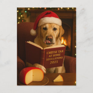 Yellow Labrador  'Cheese Tax' Christmas postcard