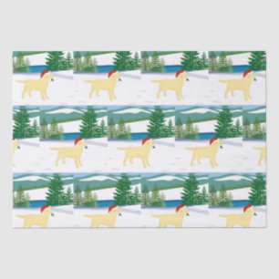 Yellow Labrador Christmas Winter View Tissue Paper