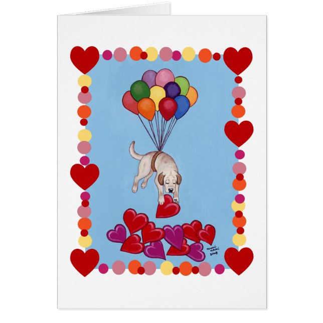 Yellow Labrador collecting LOVE (framed) (Front)