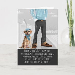 Yellow Labrador Dog and Dad Funny Father's Day Holiday Card
