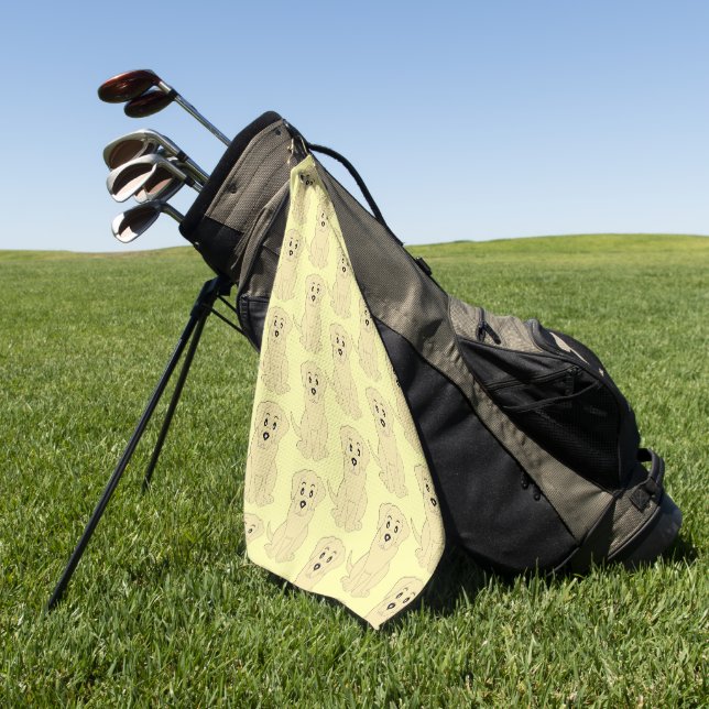 Yellow Labrador Dog Design Any Colour Background Golf Towel (Green)