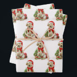Yellow Labrador Dog Santa Festive Christmas  Wrapping Paper Sheet<br><div class="desc">Add the finishing touch to your gifts this holiday season with this Merry Christmas yellow labrador retriever wrapping paper santa dog with tree, and matching decor. This yellow labrador retriever holiday wrapping paper features a watercolor dog with santa hat and a holiday tree. This yellow labrador retriever christmas wrapping paper...</div>