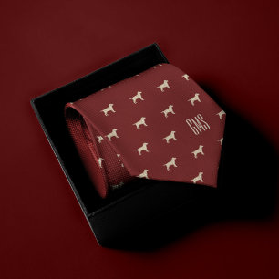 Yellow Labrador Dogs Pattern Monogrammed Tie