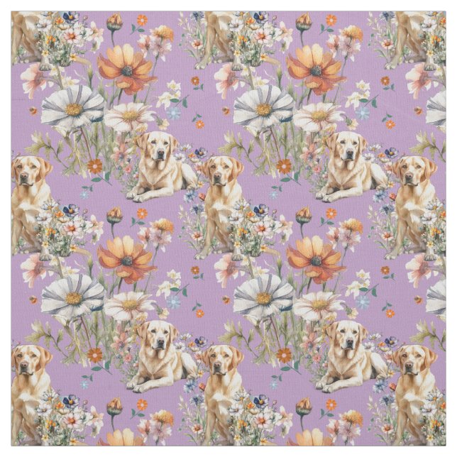 Yellow Labrador Dogs Seamless Pattern Fabric (Swatch)