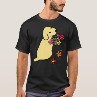 Yellow Labrador Flower Basket T-Shirt