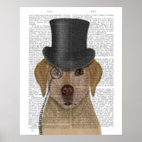 Yellow Labrador, Formal Hound and Hat