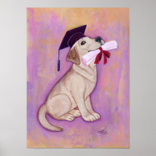 Yellow Labrador Graduation Artwork Poster