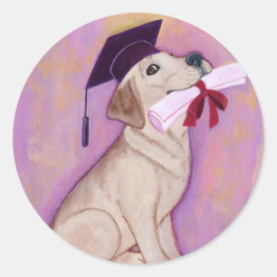 Yellow Labrador Graduation Classic Round Sticker