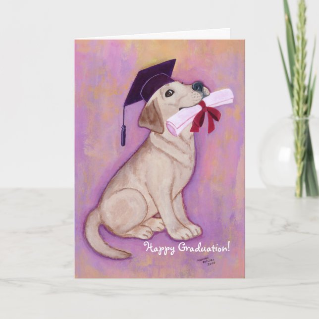 Yellow Labrador Graduation Puppy School Card (Front)