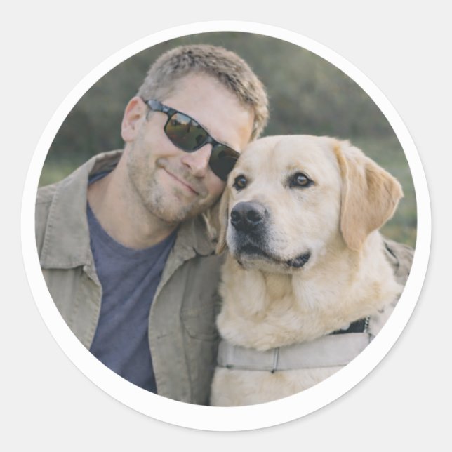 Yellow Labrador Guide Dog Partnership man Classic Round Sticker (Front)