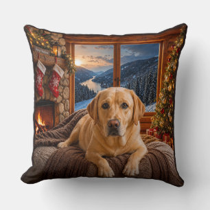 Yellow Labrador Holiday Cushion