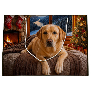 Yellow Labrador Holiday Large Gift Bag