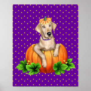Yellow Labrador Labr-O-Lantern Poster