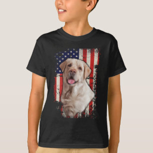 Yellow Labrador Labs Patriotic American Flag Dog 4 T-Shirt