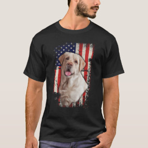 Yellow Labrador Labs Patriotic American Flag Dog 4 T-Shirt