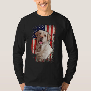 Yellow Labrador Labs Patriotic American Flag Dog 4 T-Shirt