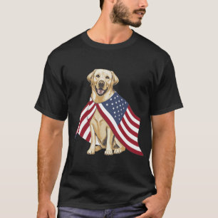 Yellow Labrador Labs Patriotic American Flag Dog T-Shirt