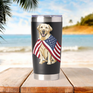 Yellow Labrador Labs Patriotic American Flag Insulated Tumbler