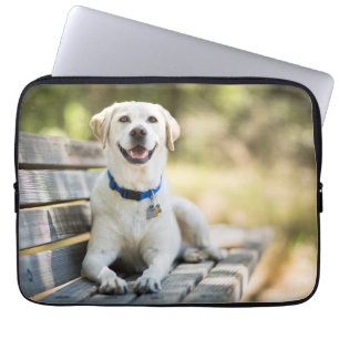 Yellow Labrador Lays On Bench Laptop Sleeve