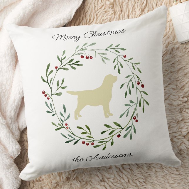 Yellow Labrador Merry Christmas Labrador Retriever Cushion (Creator Uploaded)