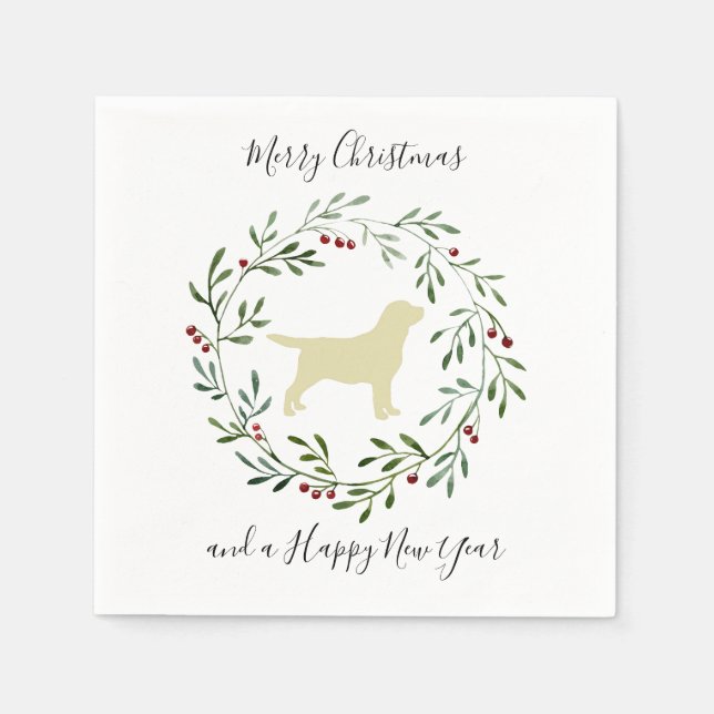 Yellow Labrador Merry Christmas Labrador Retriever Napkin (Front)
