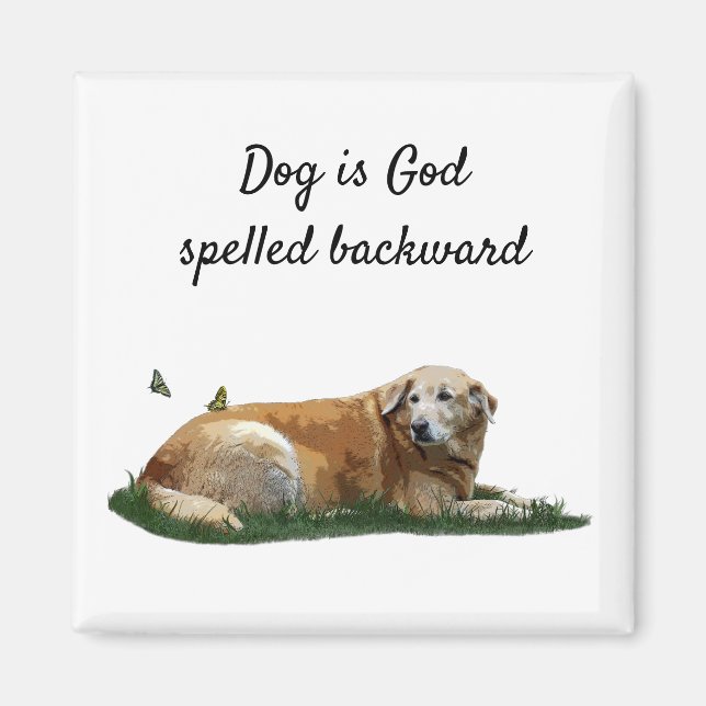 Yellow Labrador Mixed Breed Dog Magnet (Front)