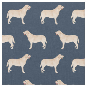 Yellow Labrador navy blue Fabric