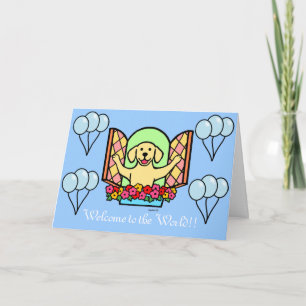 Yellow Labrador New Baby Boy Congratulations Card