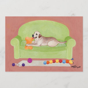 Yellow Labrador on the green couch Invitation