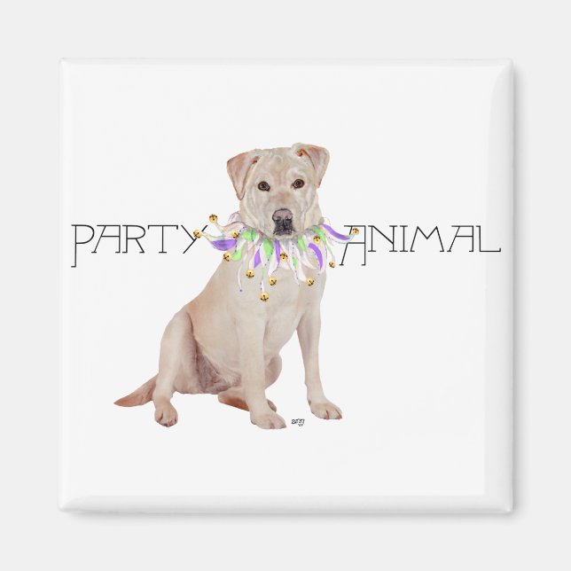 Yellow Labrador Party Animal Magnet (Front)